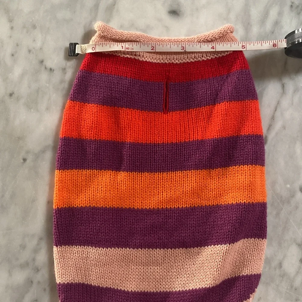 Vibrant Striped Dog Sweater XS | Cozy Knit Pet Clothing in Pink, Purple